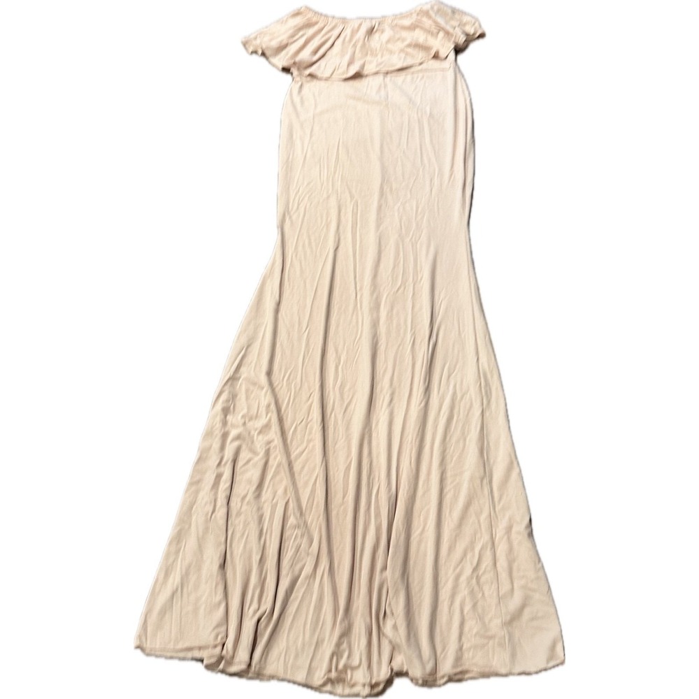 Off Shoulder Maternity Dress Ruffle Trim Maxi Photography Dress Baby Shower - Picture 2 of 3
